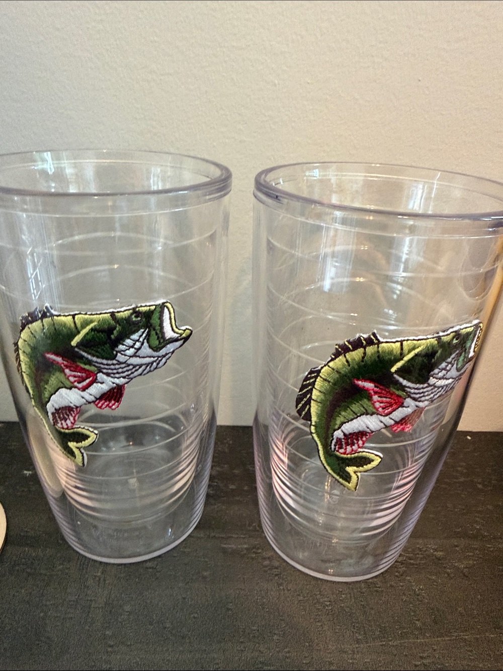 Tervis Clear Tumbler Pair with Green Bass set of 2 without lids